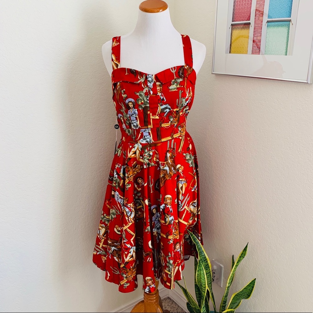 NWT Rockabilly Cowgirl Western Pinup Dress
